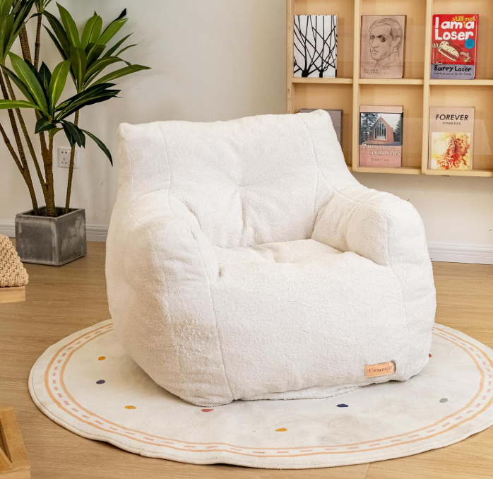 Fauteuil poire en mousse à mémoire de forme et fausse fourrure – Fauteuil lounge moelleux pour salon, chambre, dortoir ou salle de jeux