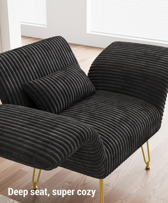 Corduroy Accent Chair – Reclining Armchair with Adjustable Armrests, Ergonomic Comfort for Living Room or Bedroom