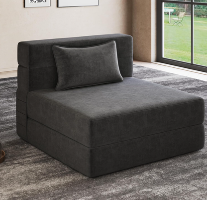 Sofá Cama Plegable de Tres Pliegues – Sillón Futón Convertible Ergonómico con Funda Desmontable, Soporte de Espuma de Alta Densidad, Portátil para el Hogar, Dormitorio, Oficina, Relajación al Aire Libre, Siesta o Uso para Huéspedes