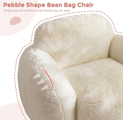 Puf con forma de guijarro – Sillón decorativo de felpa de piel sintética con espuma de alta densidad para sala de estar, dormitorio o residencia estudiantil