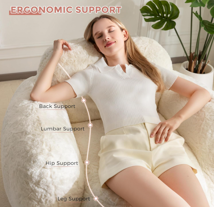 Puf con forma de guijarro – Sillón decorativo de felpa de piel sintética con espuma de alta densidad para sala de estar, dormitorio o residencia estudiantil