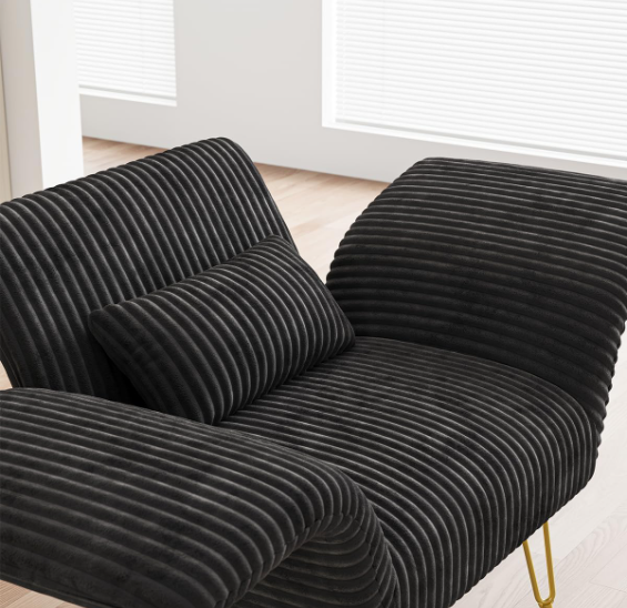 Corduroy Accent Chair – Reclining Armchair with Adjustable Armrests, Ergonomic Comfort for Living Room or Bedroom