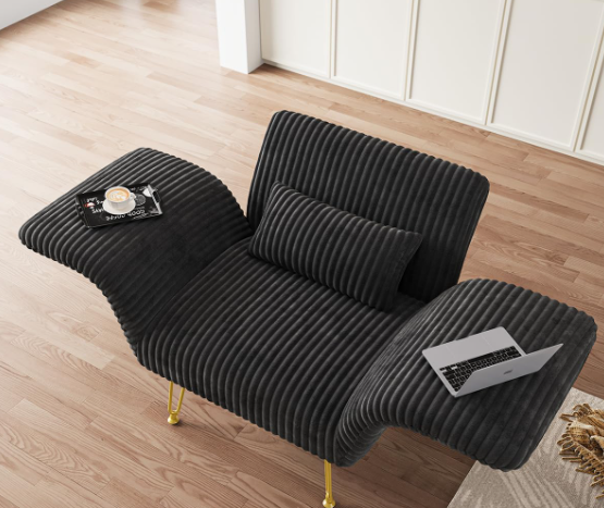 Corduroy Accent Chair – Reclining Armchair with Adjustable Armrests, Ergonomic Comfort for Living Room or Bedroom