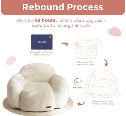 Puf con forma de guijarro – Sillón decorativo de felpa de piel sintética con espuma de alta densidad para sala de estar, dormitorio o residencia estudiantil