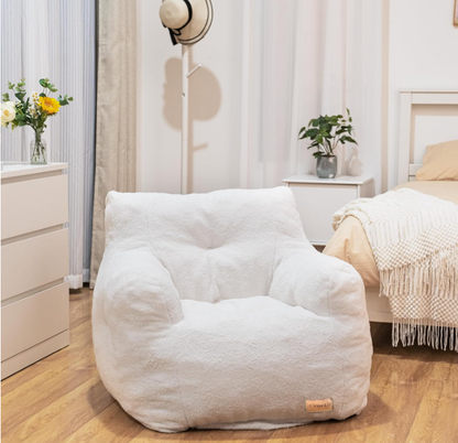 Fauteuil poire en mousse à mémoire de forme et fausse fourrure – Fauteuil lounge moelleux pour salon, chambre, dortoir ou salle de jeux