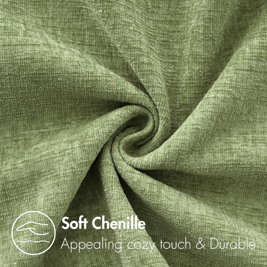 MIULEE Pack of 2 Couch Throw Pillow Covers 18x18 Inch Spring Soft Sage Green Chenille Pillow Covers for Sofa Living Room Solid Dyed Pillow Cases