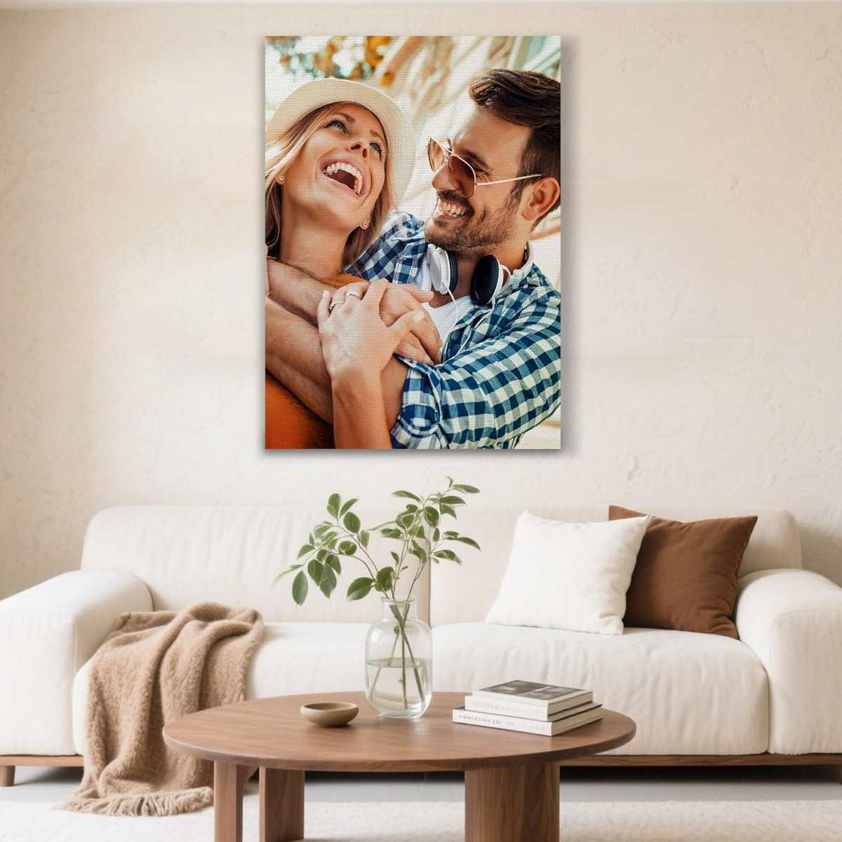 Custom Canvas Prints With Your Photos Personalized Framed Canvas Print Wall Art Home Decor Customized Canvas Picture Gifts for Couple Boyfriend Girlfriend Pet Dog Baby Family Mom Dad | 16x20 inches